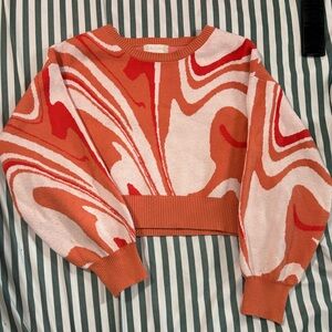 Altar'd State Orange and Cream Swirl Sweater